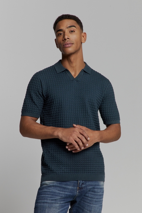 NO-EXCESS pullover short sleeve polo v solid